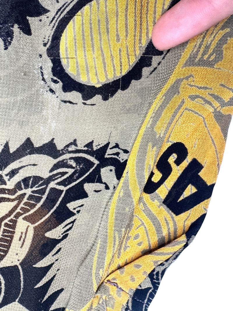 Vintage 2000s Y2K Trussardi Green & Yellow Paisley Graphic Print Sleeveless Chiffon Tank Top | Size M