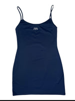 Vintage 2000s Y2K Krizia Jeans Blue Rhinestone Logo Sleeveless Tank Mini Dress | Size M