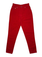 Vintage 90s Red High Waisted Tapered Courdoroy Trousers | Size XS-S