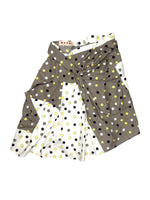 Vintage SS04 MARNI Mid-Rise Asymmetrical Grey White & Yellow Polka Dot Above-the-Knee Wrap Skirt | Size XS
