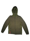 Vintage 2000s Y2K Prada Subversive Gorpcore Wool & Nylon Moss Green Double Zip Up Hooded Knit Sweater | Women’s Size M