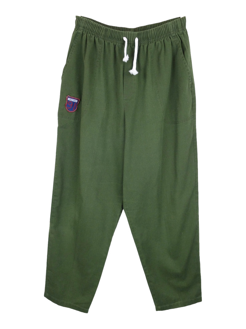 Vintage 2000s Y2K Streetwear Utilitarian Dark Green Relaxed Fit Trouser Pants with Elasticated Waist & Drawstring | 30 Inch Waist