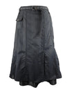 Vintage 2000s Y2K Grunge Gothic Black Ruffled Belted Midi Skirt with Pocket | 30 Inch Waist