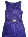 Vintage 2000s Y2K Rocco Barocco Bright Purple Formal Knee Length Sleeveless Dress with Buckle Detail | Size M