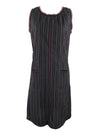 Vintage 2000s Y2K Cop Copine Subversive Gothic Grunge Black & Red Striped Sleeveless Tank Midi Dress | Size M