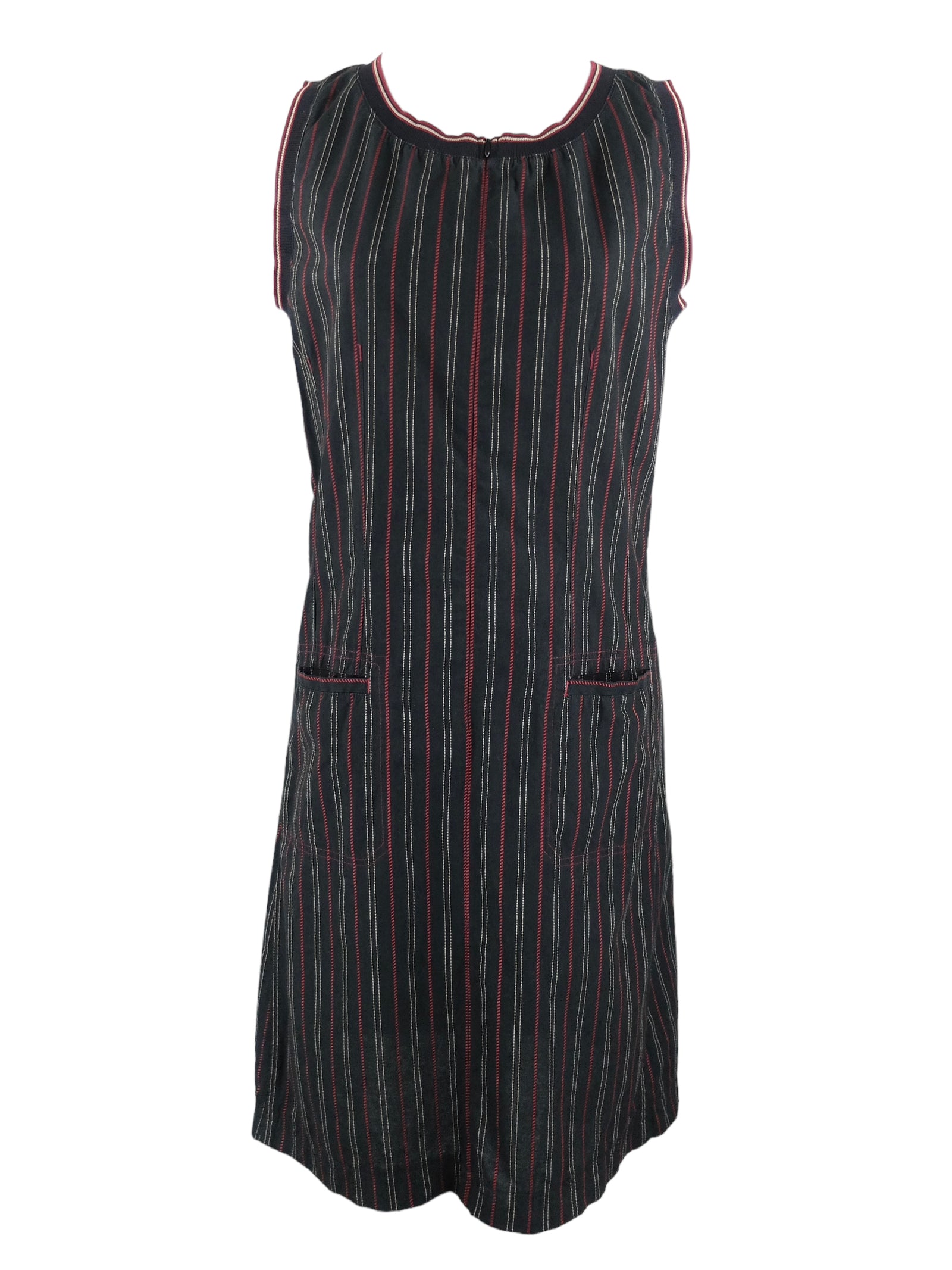 Vintage 2000s Y2K Cop Copine Subversive Gothic Grunge Black & Red Striped Sleeveless Tank Midi Dress | Size M