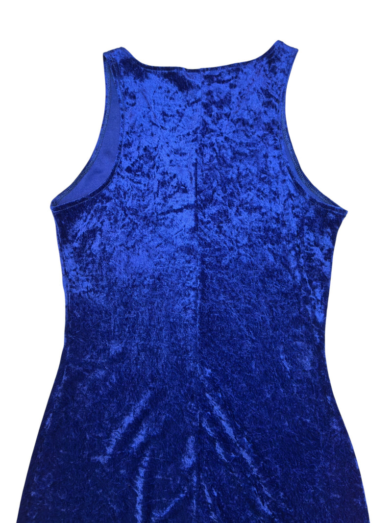 Vintage 2000s Royal Blue Crushed Velvet Tank Fitted Stretch Mini Dress – Thee Cultivator