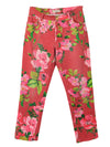 Vintage 2000s Y2K Blumarine Designer Pink Floral Print Mid-Rise Straight Cigarette Style Trouser Pant Jeans | 27 Inch Waist