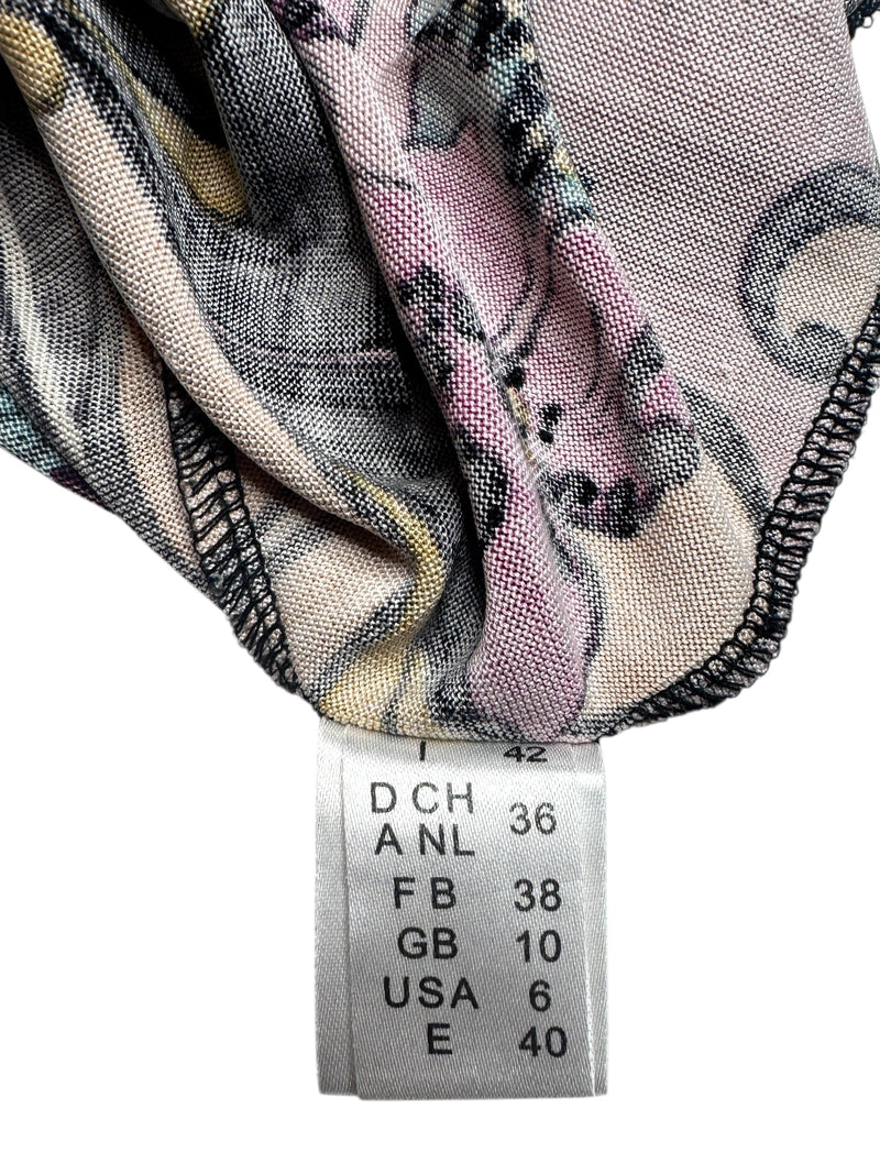 Vintage 2000s Y2K Missoni Silk Multicoloured Abstract Floral Collared Long Sleeve Button Up Blouse | Size S-M