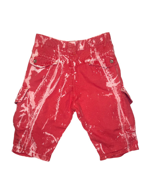 Vintage 2000s MISS SIXTY Red Acid Wash Bermuda Cargo Shorts | Size M-L