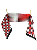 Vintage  60s Mod Psychedelic Red White & Black Geometric Print Thin Neck Tie Wrap Scarf