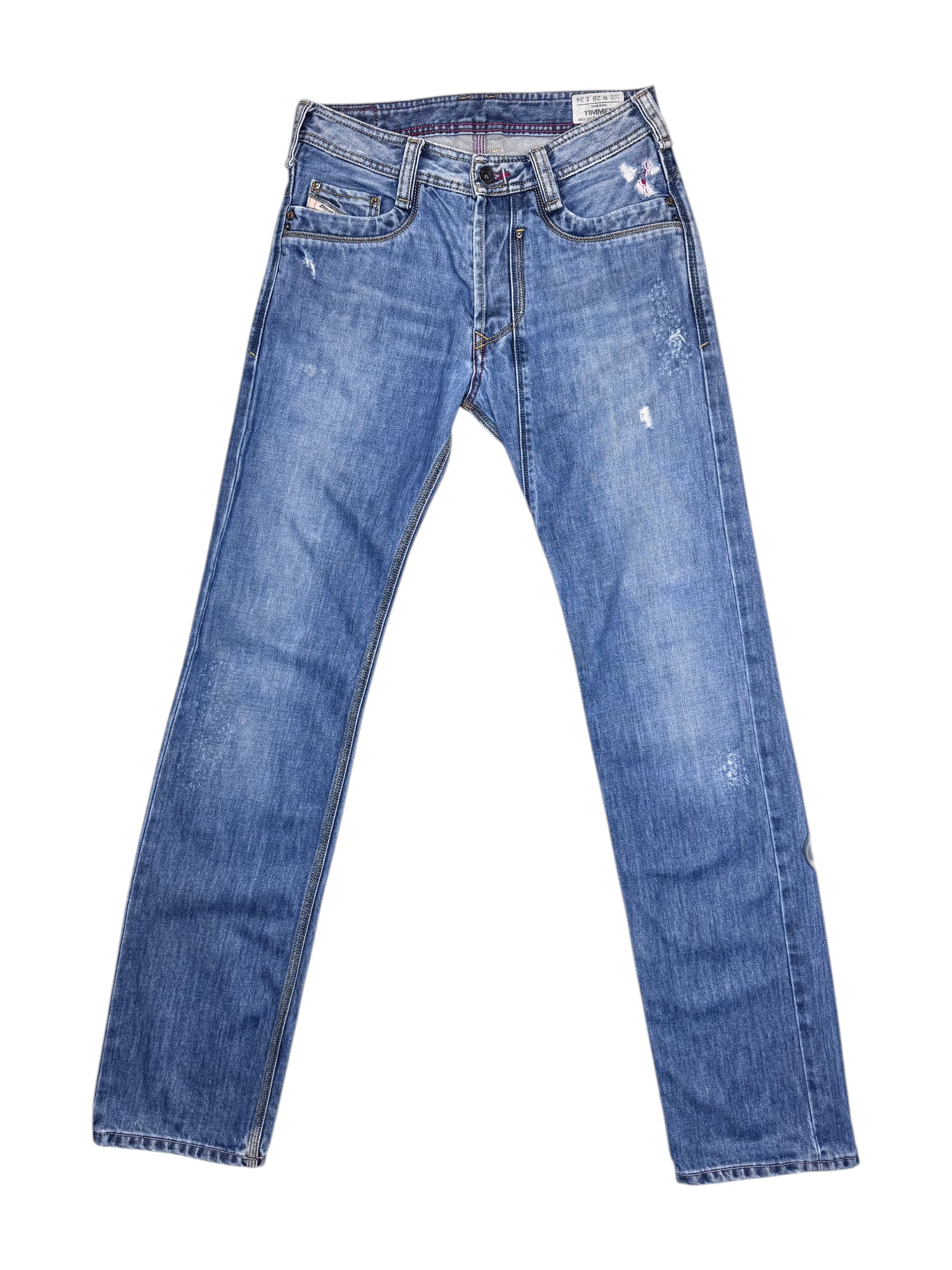 Vintage 2000s DIESEL Distressed Mid-Rise Blue Medium Wash Denim Slim Fit Tapered Jeans | Size M