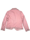 Vintage 2000s Y2K Preppy Chic Pastel Baby Pink Collared Cotton Blazer Jacket with Bedazzled Rhinestones | Size M