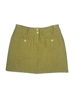 Vintage 90s Lime Green Mid Rise Chevron Patterned Woven Mini Skirt | Size S