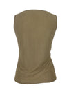 Vinntage 2000s Y2K Marella Olive Green Sleeveless Blouse with Blue Embellished Sequin Detail | Size M