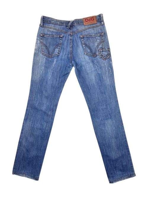 Vintage 2000s DOLCE & GABBANA Low Rise Slim Fit Denim Jeans With Distressed Details | Size S-M