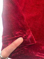 Vintage 80s Rocco Barocco Red Velvet Mockneck Long Sleeve Formal Dress with Mesh Cutout | Size XL
