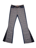 Vintage 2000s Plaid Check Print & Faux Snakeskin Denim Patchwork Flared Trousers | Size S