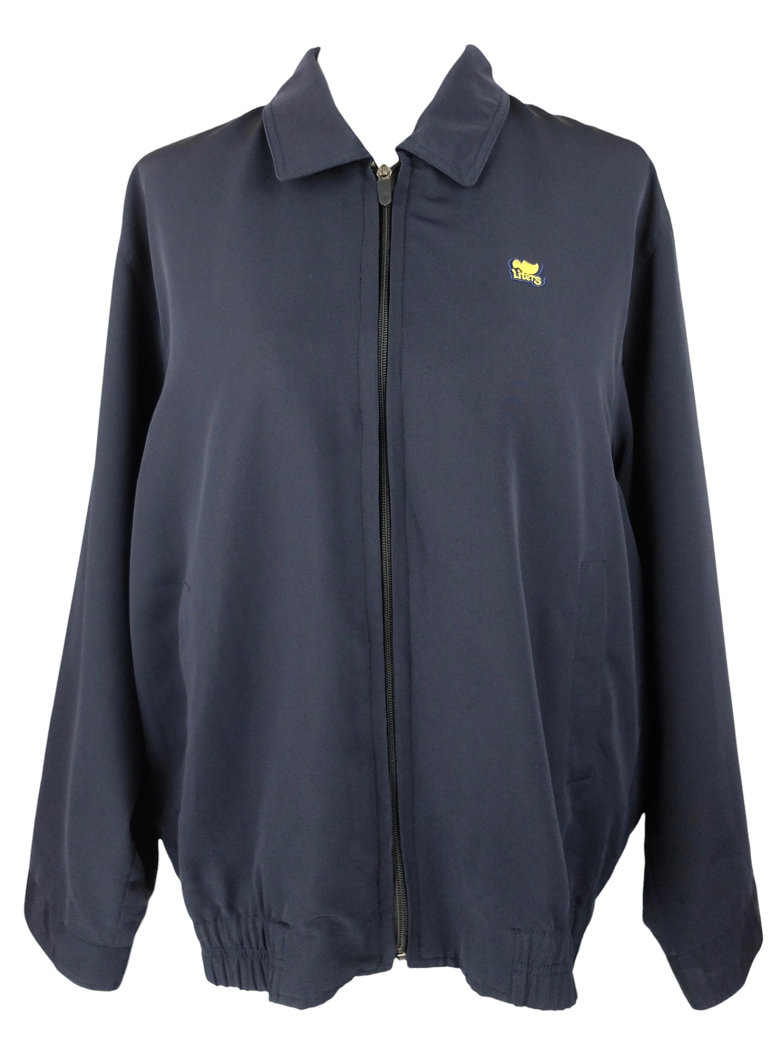 Vintage 90s Men’s Streetwear Utilitarian Basic Solid Navy Blue Collared Zip Up Jacket | Men’s Size XXL
