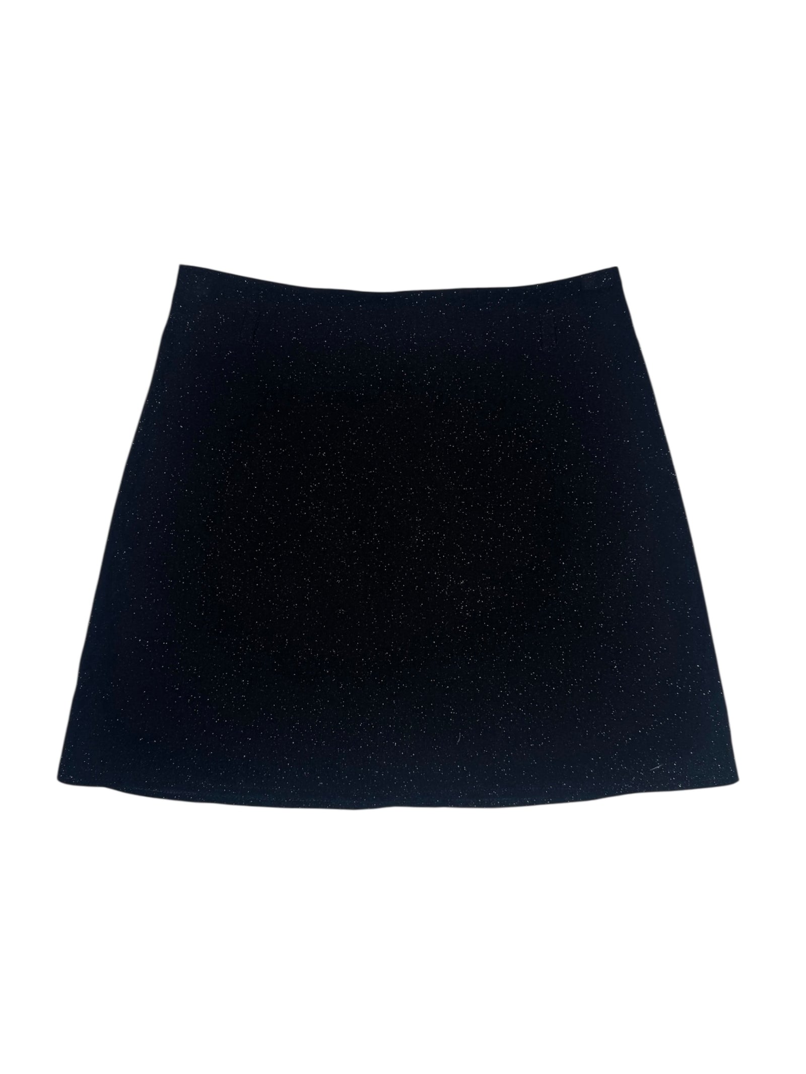 Vintage 2000s Black Glitter Sparkle Fitted Mini Skirt | 25-26 Inch Waist