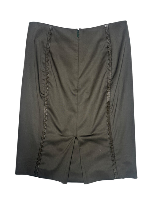 Vintage 2000s Galliano Moss Green Straight Silhouette Midi Skirt | Size XS