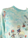 Vintage 90s 1993 Grateful Dead Deadhead Parachute Bears Distressed Blue Tie Dye Acid Wash Graphic Short Sleeve T-Shirt