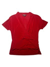 Vintage 2000s Y2K Max Mara Studio Short Sleeve V-Neck Draped Blouse | Size M