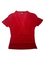 Vintage 2000s Y2K Max Mara Studio Short Sleeve V-Neck Draped Blouse | Size M