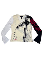 Vintage 2000s CUSTO BARCELONA Abstract Bamboo Print Long Sleeve Graphic T-Shirt | Size M