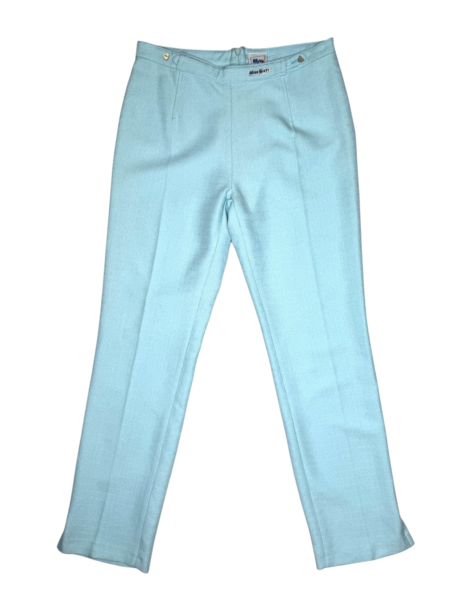 Vintage 90s MISS SIXTY Mid-Rise Baby Blue Tapered Straight Leg Trousers | Size S