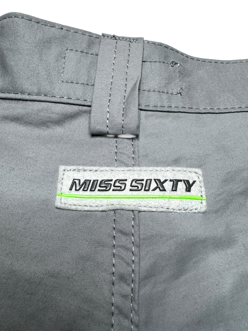 Vintage 2000s Y2K Miss Sixty Cyber Subversive Utilitarian Grey Trousers with Knee Patches & Reflective Strips | 28 Inch Waist
