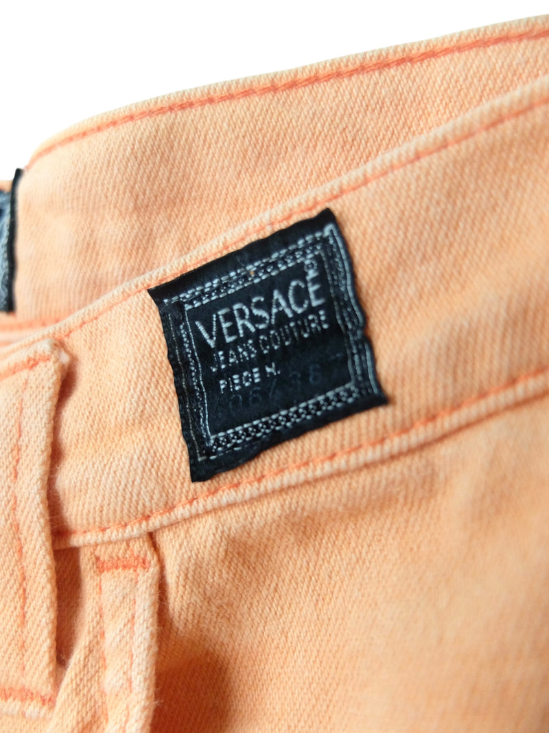 Vintage 2000s Y2K Versace High Waisted Pastel Orange Denim Jeans | 30-31 Inch Waist