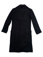 Vintage 90s Bohemian Chic Black Faux Fur Collared Button Down Midi Duster Cardigan Sweater with Pockets | Size XS