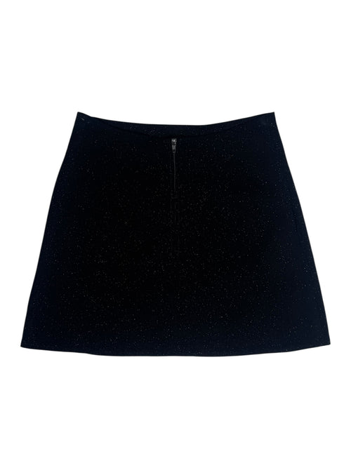 Vintage 2000s Black Glitter Sparkle Fitted Mini Skirt | 25-26 Inch Waist