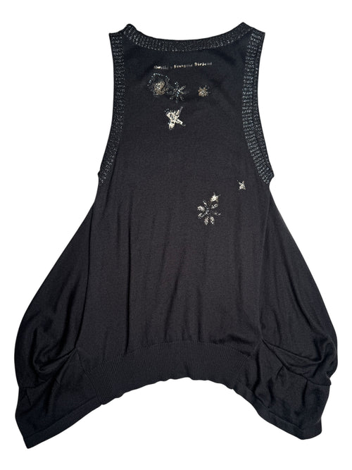 Vintage 2000s Y2K Marithé + François Girbaud Subversive Asymmetrical Grey Knit Sleeveless Tank with Ruching | Size XS-S