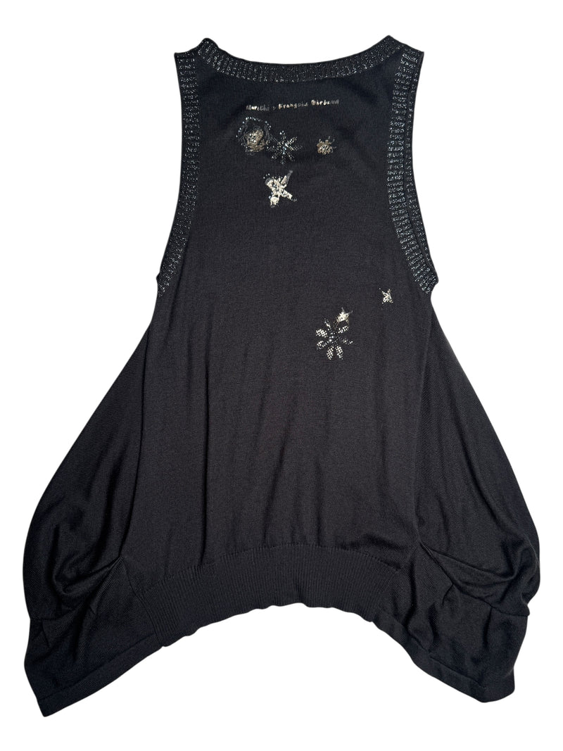 Vintage 2000s Y2K Marithé + François Girbaud Subversive Asymmetrical Grey Knit Sleeveless Tank with Ruching | Size XS-S
