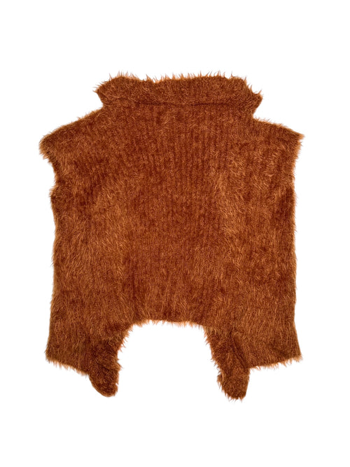 Vintage 2000s Rust Orange Fuzzy Cropped Knit Vest | Size S
