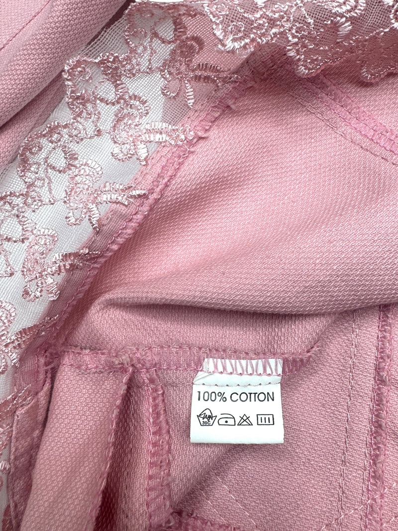 Vintage 2000s Y2K Preppy Chic Pastel Baby Pink Collared Cotton Blazer Jacket with Bedazzled Rhinestones | Size M