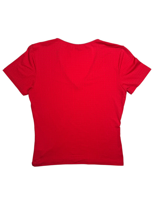 Vintage 2000s Y2K Hugo Boss Red Laser Cut Logo Short Sleeve T-Shirt | Size M