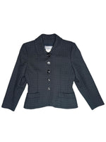 Vintage 90s Yves Saint Laurent Grey Wool Textured Weave Button Up Collared Blazer Jacket | Size XS-S