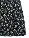 Vintage 2000s Y2K Max & Co Bohemian Chic Black Blue Floral High Waisted Above-the-Knee Chiffon A-Line Circle Skirt | Size M