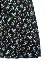 Vintage 2000s Y2K Max & Co Bohemian Chic Black Blue Floral High Waisted Above-the-Knee Chiffon A-Line Circle Skirt | Size M