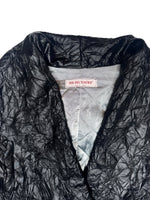 Vintage 2000s Y2K Black Lightweight Collared Crinkle Jacket with Waist Tie | Size L