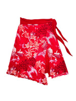 Vintage 2000s Red Mesh Low Rise Floral Asymmetrical Mesh Midi Skirt with Waist Tie | Size M