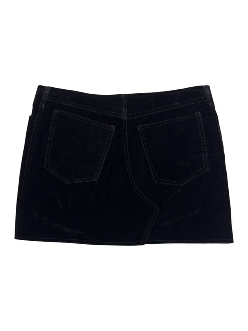 Vintage 2000s Black Velour Low Rise Micro Mini Skirt | Size S