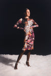 Vintage 2000s Y2K Roberto Cavalli Art Nouveau Purple Abstract Patterned Long Sleeve Dress | Size M