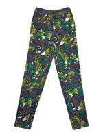 Vintage 90s Green & Purple Abstract Grape Floral Print High Rise Tapered Trousers | Size M-L
