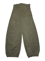 Vintage 80s Utility Underbust Khaki Green Canvas Balloon Jumpsuit  | Size M-L