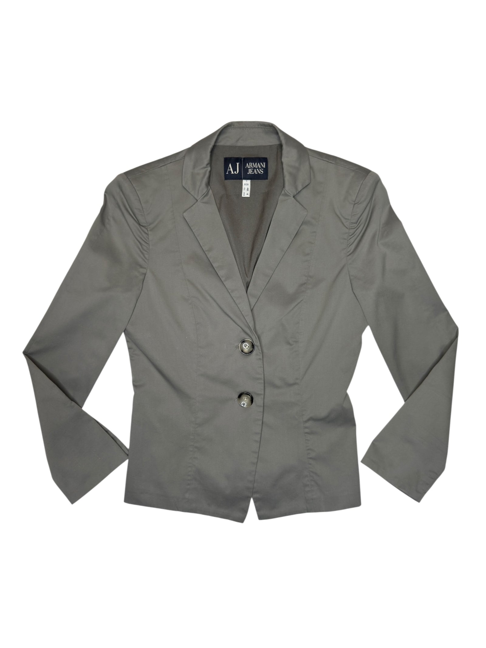 Vintage 2000s ARMANI JEANS Cotton Blend Grey Fitted Blazer Jacket with Padded Shoulders | Size S-M