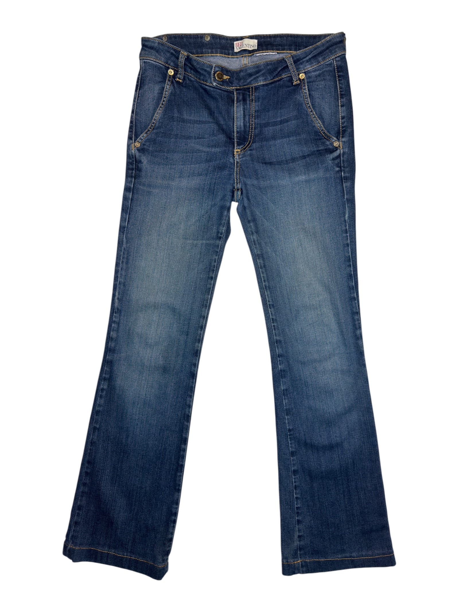 Vintage 2000s RED VALENTINO Mid-Rise Blue Faded Denim Bootcut Jeans | Size S-M